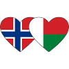 Norway Madagascar Heart Flag