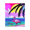Flamant rose et palmiers