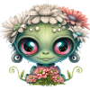 Cute alien with flowers