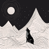 Wolf howls at the moon