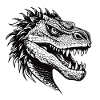 Dragon Head Illustration Black White
