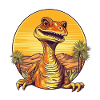 Retro Dinosaur Sunset Illustration
