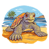 Turtle on the Beach Illustration