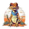 Créature mythique Gecko avec foulard