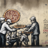 Pizza Graffiti Banksy - Urban Art T-Shirt Design