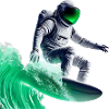 Green Waves Surfing Astronaut
