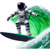 Green Waves Surfing Astronaut