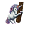 Einhorn umarmt Baum