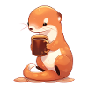 Cute Mongoose holding coffeev