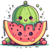 Watermelon and kawaii melon