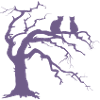 Dead tree with 2 cats silhouette