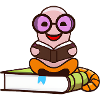 Nerd Bücherwurm liest Bücher