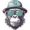 Cool monkey with sunglasses and hat