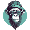 Singe hipster cool avec lunettes et casquette