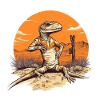 Desert Crocodile with Sunset