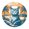 Tropical Cat Magic at Sunset