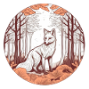 Fox in Autumn Forest Illustration