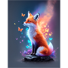 Fantastischer Fuchs mit bunten Schmetterlingen