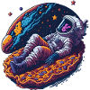 Astronaut chilling on a Pizza