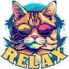 Relaxed cat with sunglasses, summer look