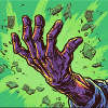 Zombie hand with money