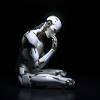 Nachdenklicher sympathischer Roboter