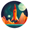 Rocket in Space Scenery