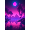 Eine traumhafte nächtliche Synthwave-Oase