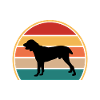 Siluetta del cane da pastore dell'Asia centrale Retro Sunset