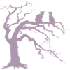 Dead tree with 2 cats silhouette