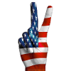 American flag signs victory