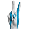 Israeli flag signs victory