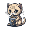 Kawaii Kitten eating Ramen