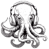 Octopus avec écouteurs