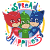 Foto di gruppo di PJ Masks con Catboy, Owlette e Gekko