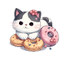 Chat kawaii avec beignet