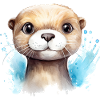 Dessin à l’aquarelle de loutre