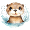 Dessin à l’aquarelle de loutre