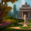 Gardens with Statue