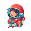 Weltraumfrau Astronautin Red Wing Anführerin