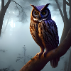 Eule Owl Dystopisch bei Nacht