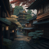 A traditional Japanese cityscape