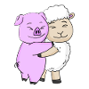 Pig and sheep hugging - hug