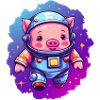 Doux cochon dans l’espace!