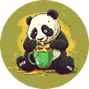 Panda mit Kaffee und Zuckerschock