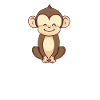 Cute monkey sits relaxed