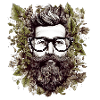 Hipster illustration framed with leaves