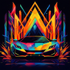 Neon Kunst Sportwagen