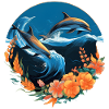 Dolphins in Flowers