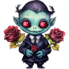 Funny vampire with roses